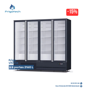 Frigo vitrine 4 portes 2160L pour la conservation des boissons en Belgique