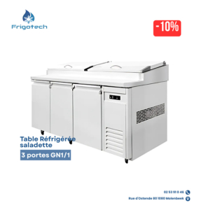 Table Réfrigérée Saladette 3 portes pour cuisine professionnelle